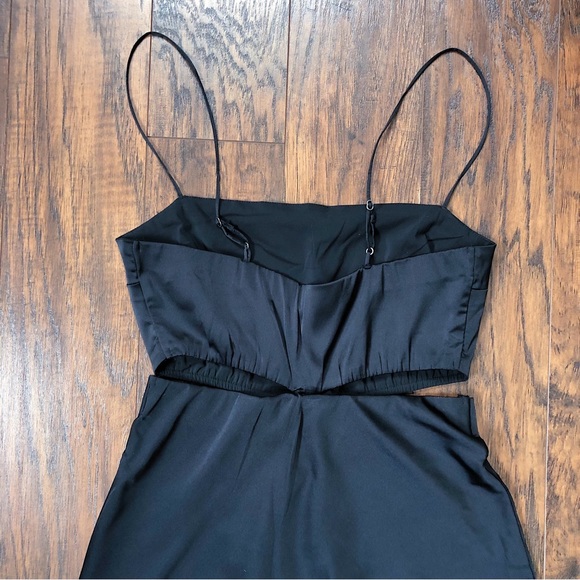 A&F • Side Cutout Slip Midi Dress black satin spaghetti strap 90s lingerie - Picture 11 of 12